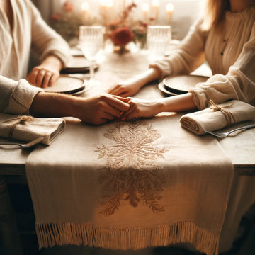 Romantic Valentine's Linen Tablecloths: Intimate Dinner for Two