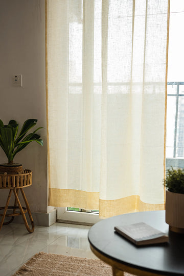 yellow linen sheer curtains