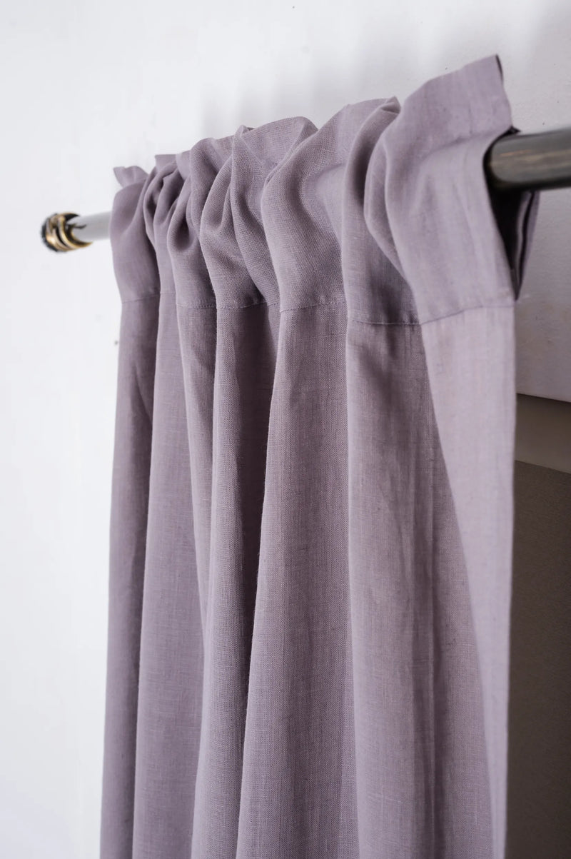 Purple linen curtain fabric texture close-up