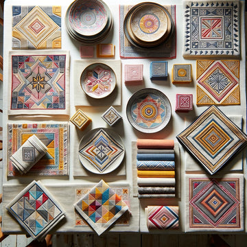 Geometric Embroidered Linen Tablecloths: Modern Style for Your Table