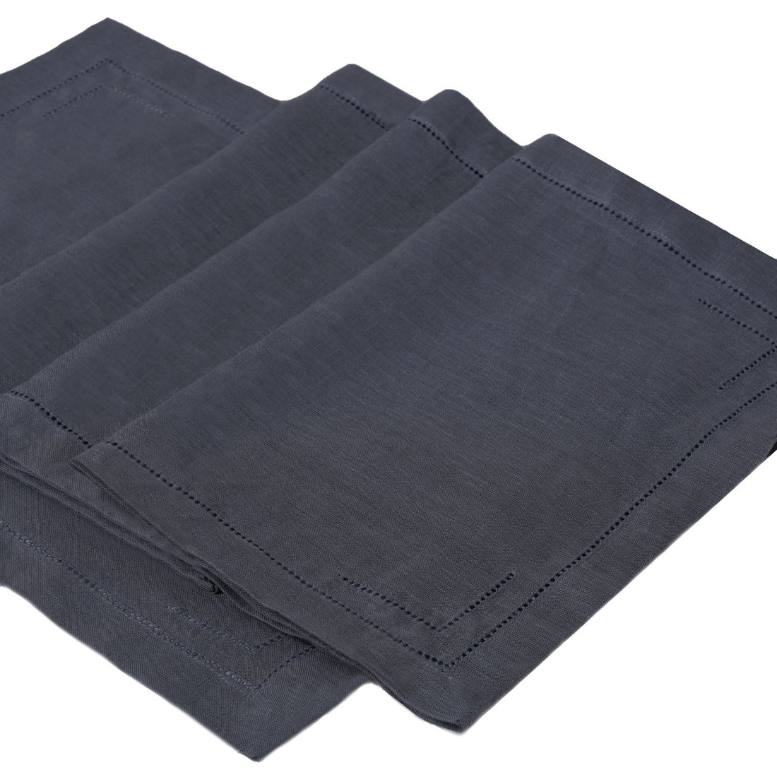 Charcoal Gray 100% Linen Incomplete Hemstitch Placemats