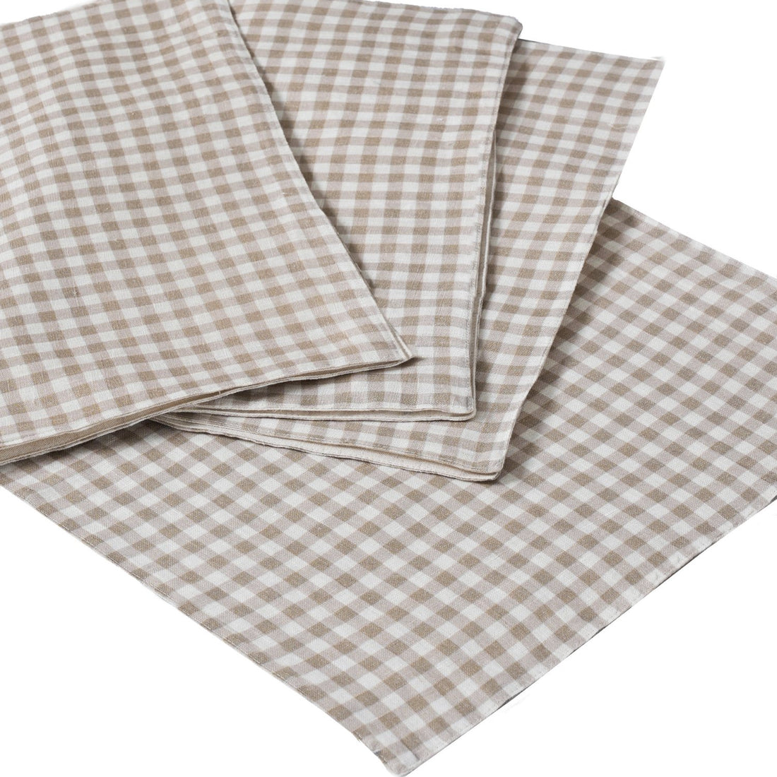 Natural Gingham Check 100% Linen Placemats