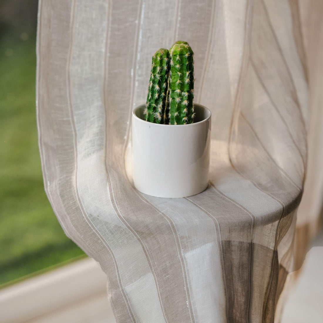 Striped 100% Linen Sheer Curtains (In Stock)