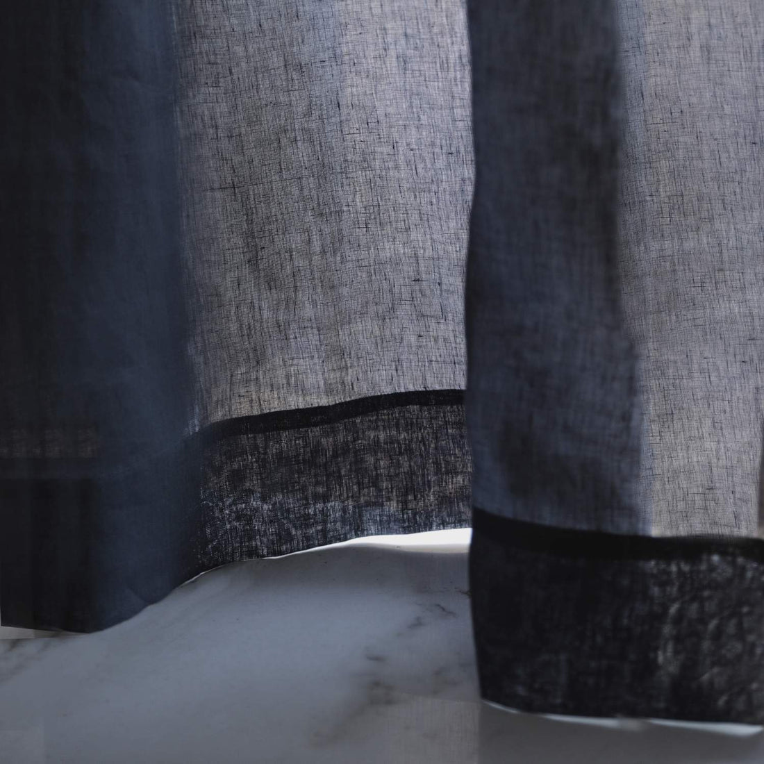 Charcoal Gray 100% Linen Semi-Sheer Curtains (In Stock)