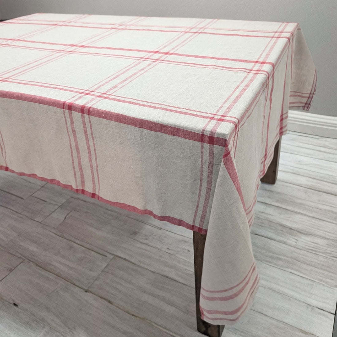 100% European Flax Heritage French Stripe Linen Tablecloth