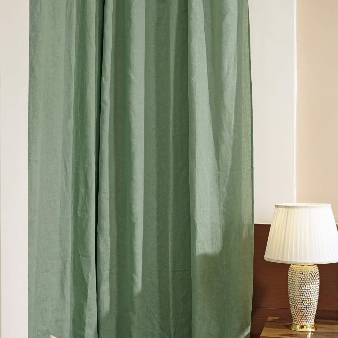 Sage Green 100% Linen Semi-Sheer Curtains (In Stock)