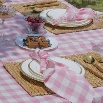 Pink Buffalo Check 100% Linen Napkins