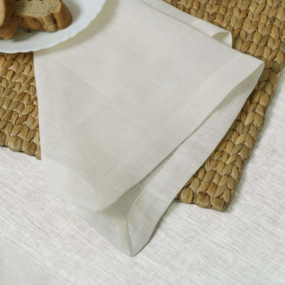 Milk White 100% Linen Plain Napkins