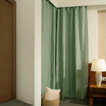 Sage Green 100% Linen Semi-Sheer Curtains (In Stock)