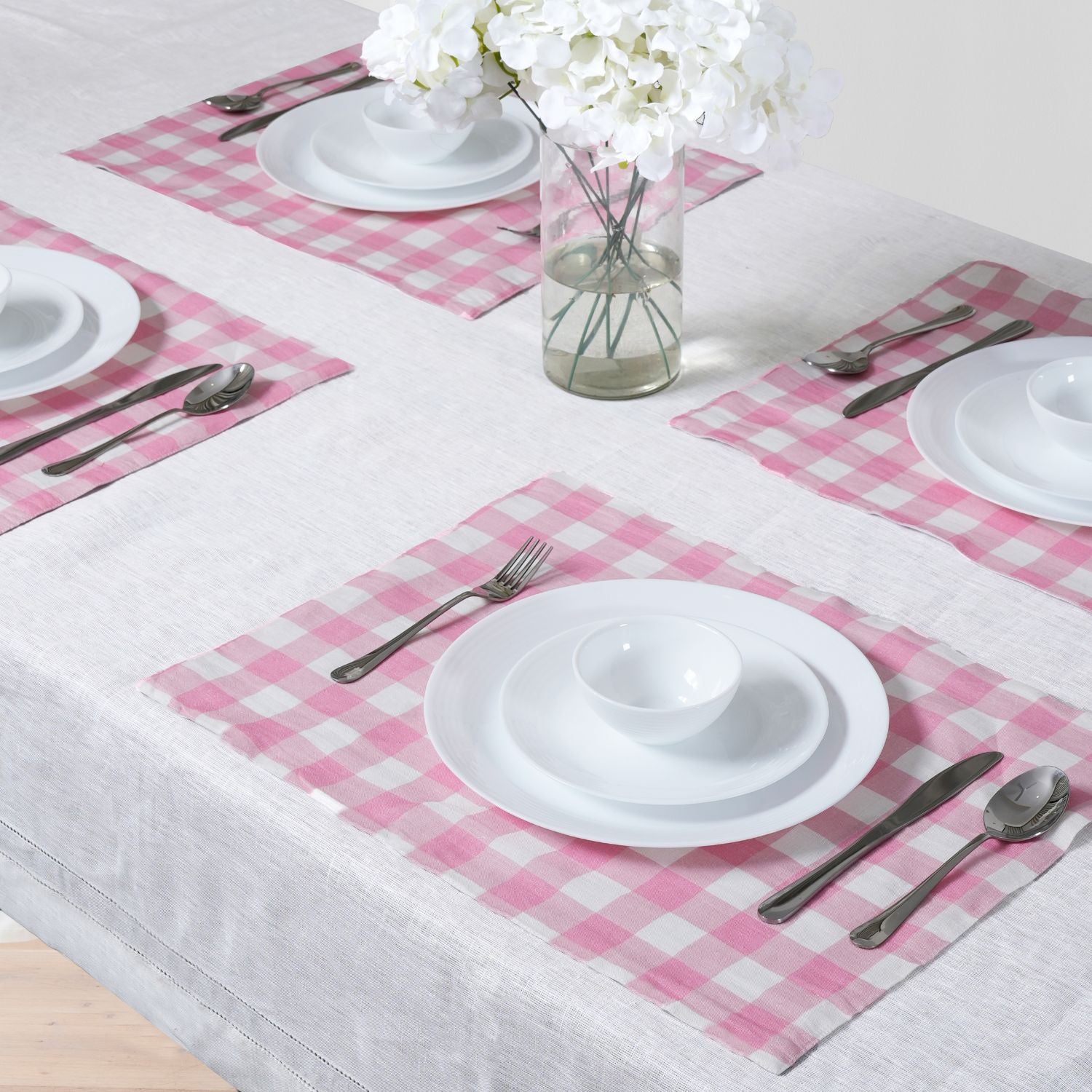 Pink Buffalo Check 100% Linen Placemats