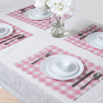 Pink Buffalo Check 100% Linen Placemats