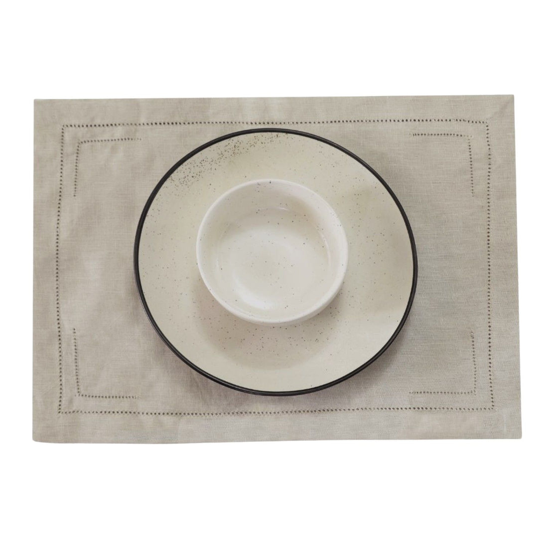 Natural 100% Linen Incomplete Hemstitch Placemats