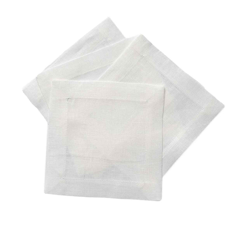 Pure Linen Cocktail Napkins | White 6"x6" | Set of 50