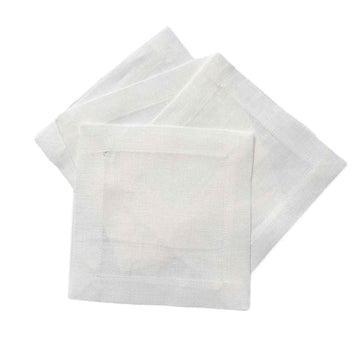 Pure Linen Cocktail Napkins | White 6"x6" | Set of 50