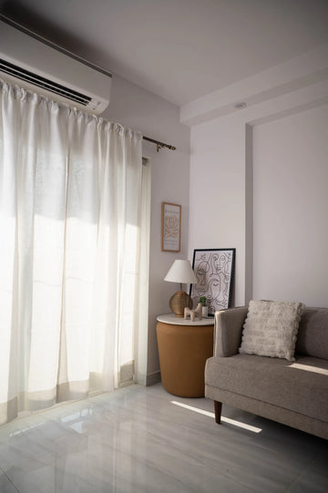 Linen Semi-Sheer Curtain in White