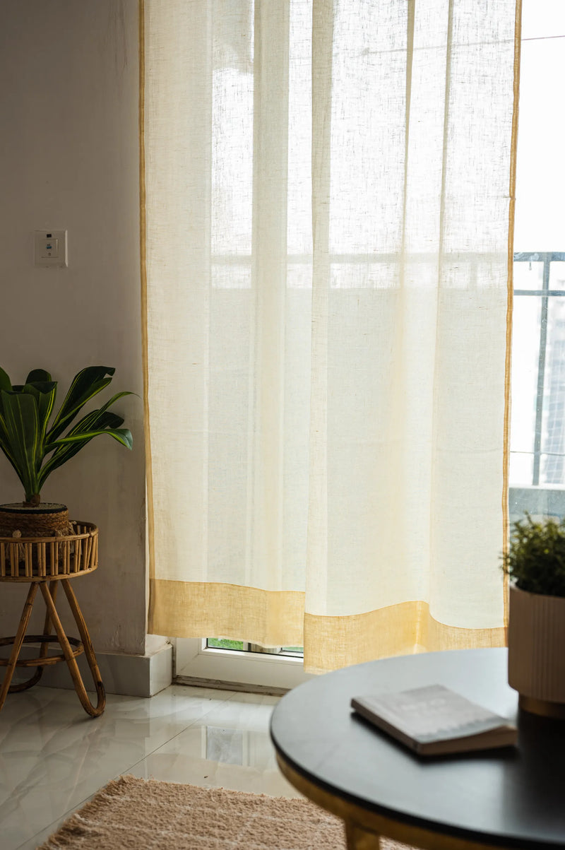 yellow linen sheer curtains