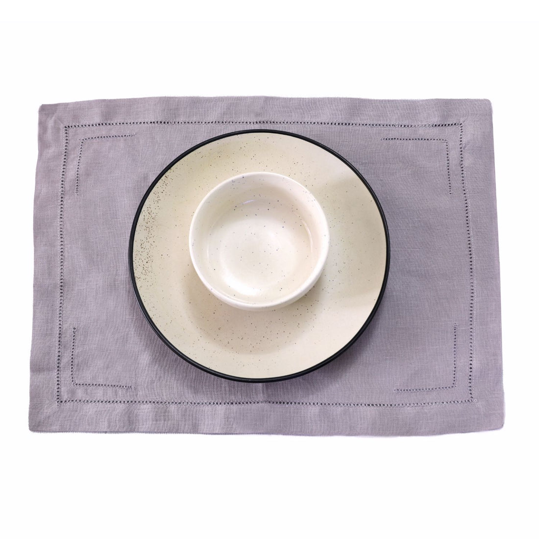 Lavender 100% Linen Incomplete Hemstitch Placemats